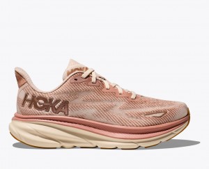 Beige HOKA Clifton 9 Women's Running Shoes | 814062MRV