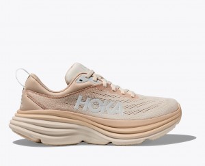 Beige / White HOKA Bondi 8 Women's Running Shoes | 691703YCR