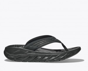 Black HOKA ORA Recovery Men's Flip Flops | 185063BPQ