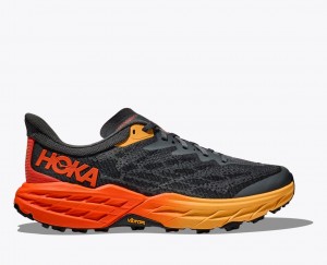 Black / Orange / Red HOKA Speedgoat 5 Men's Trail Running Shoes | 564281AEO