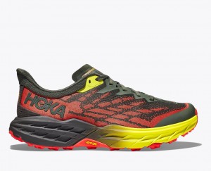 Black / Red / Yellow HOKA Speedgoat 5 Men's Trail Running Shoes | 907326TVR