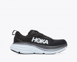 Black / White HOKA Bondi 8 Women's Running Shoes | 453129VPT