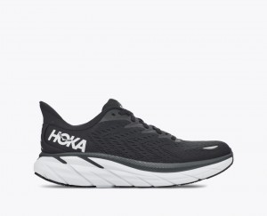 Black / White HOKA Clifton 8 Men's Running Shoes | 486529AZG