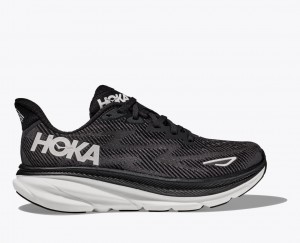 Black / White HOKA Clifton 9 Men's Running Shoes | 058972FSA