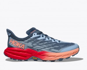 Blue Grey / Red HOKA Speedgoat 5 Women's Trail Running Shoes | 146375MDG