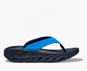 Blue / Black HOKA ORA Recovery Men's Flip Flops | 921578YKN