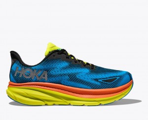 Blue / Black / Green HOKA Clifton 9 GTX Women's Running Shoes | 512076BSI