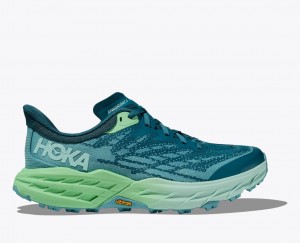 Blue / Green HOKA Speedgoat 5 Women's Trail Running Shoes | 814593GET