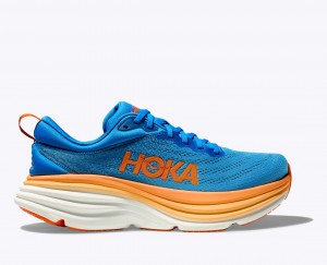 Blue / Orange HOKA Bondi 8 Men's Running Shoes | 635804WSV