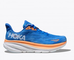 Blue / Orange HOKA Clifton 9 Men's Running Shoes | 730429HMK