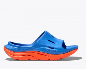 Blue / Orange HOKA Ora Recovery 3 Kids' Slides | 458176YTZ