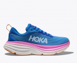 Blue / Pink HOKA Bondi 8 Women's Running Shoes | 291708QJL