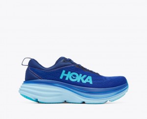 Dark Blue / Light Blue HOKA Bondi 8 Men's Running Shoes | 892176LQR