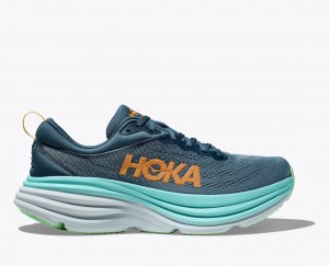 Dark Blue / Turquoise HOKA Bondi 8 Men's Running Shoes | 946520VOT