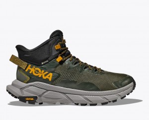 Dark Green HOKA Trail Code GTX Men's Hiking Boots | 769821QAS