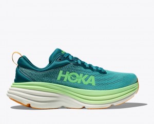 Dark Green / Light Green HOKA Bondi 8 Men's Running Shoes | 470695SFC