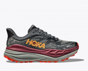 Dark Grey / Black / Dark Red HOKA Stinson 7 Men's Trail Running Shoes | 347605UVC