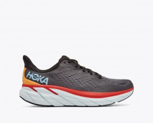 Dark Grey / Red HOKA Clifton 8 Men's Running Shoes | 375496ZXA