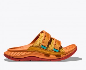 Dark Orange HOKA Ora Luxe Men's Slide | 076452TBY