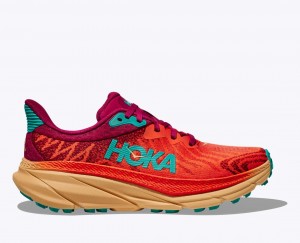 Dark Orange / Red HOKA Challenger 7 Men's Trail Running Shoes | 470931BUW