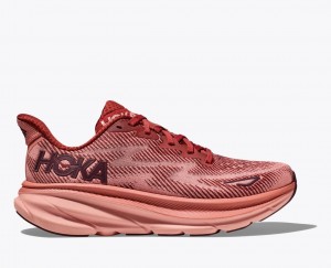 Dark Red / Coral HOKA Clifton 9 Men's Running Shoes | 203764HPA