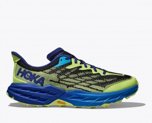 Green / Black / Blue HOKA Speedgoat 5 Men's Trail Running Shoes | 325470ZQX