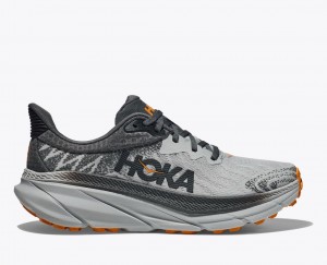 Grey / Black HOKA Challenger 7 Men's Trail Running Shoes | 047285AEU