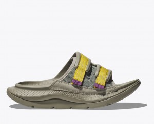 Khaki / Yellow HOKA Ora Luxe Men's Slide | 862947UHF