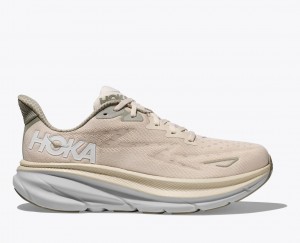 Light Beige HOKA Clifton 9 Men's Running Shoes | 063512AWP