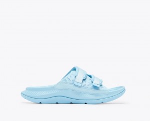 Light Blue HOKA Ora Luxe Men's Slide | 291387TQE