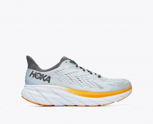 Light Blue / Orange HOKA Clifton 8 Men's Running Shoes | 273194QAD