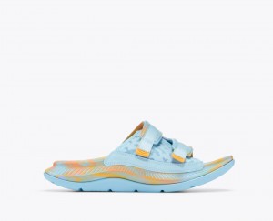 Light Blue / Orange HOKA Ora Luxe Men's Slide | 603279GND