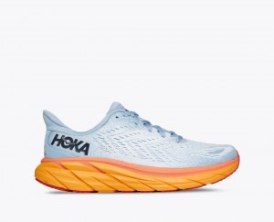 Light Blue / White / Orange HOKA Clifton 8 Women's Running Shoes | 573680NYW