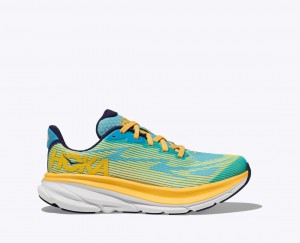 Light Green / Orange HOKA Clifton 9 Kids' Running Shoes | 160427XSB