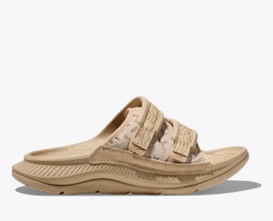 Light Khaki HOKA Ora Luxe Men's Slide | 790134PZO