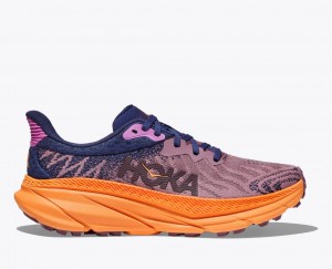 Light Purple / Navy HOKA Challenger 7 Women's Trail Running Shoes | 498057TWJ