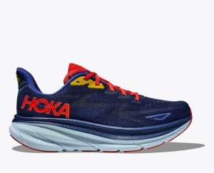 Navy / Dark Coral HOKA Clifton 9 Men's Running Shoes | 508926SCY