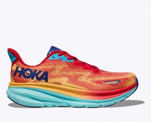 Orange / Red / Blue HOKA Clifton 9 Women's Running Shoes | 103962BGO