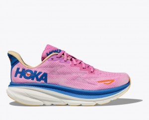 Pink / Blue HOKA Clifton 9 Women's Running Shoes | 214970IKW