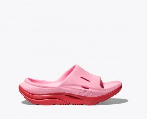 Pink / Red HOKA Ora Recovery 3 Kids' Slides | 182465VEA