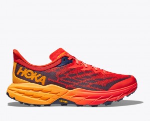 Red / Dark Brown HOKA Speedgoat 5 Men's Trail Running Shoes | 654273AYR