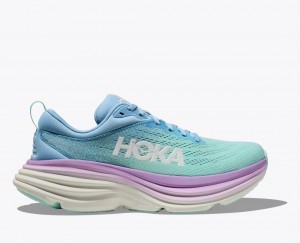 Turquoise / Blue / Purple HOKA Bondi 8 Women's Running Shoes | 429715BNA