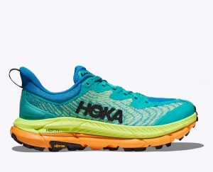 Turquoise / Green / Orange HOKA Mafate Speed 4 Men's Trail Running Shoes | 491302XQZ