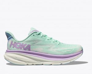 Turquoise / Purple HOKA Clifton 9 Women's Running Shoes | 724651ICZ