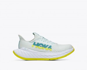 White / Green HOKA Carbon X 3 Women's Running Shoes | 024613DTX