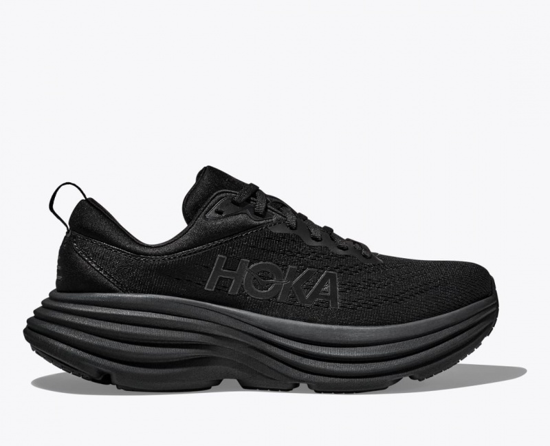 Black HOKA Bondi 8 Men\'s Running Shoes | 691573ADR