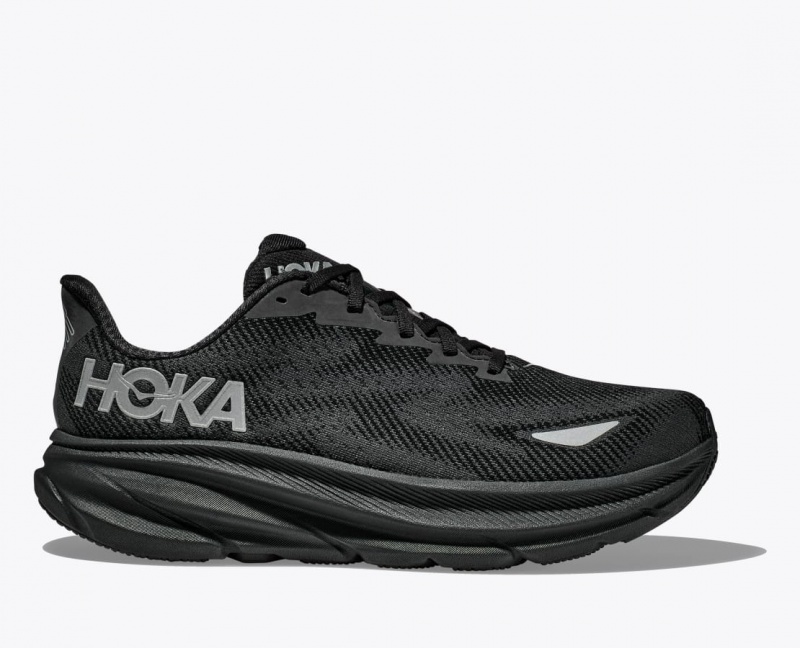 Black HOKA Clifton 9 GTX Men\'s Running Shoes | 935870WSI