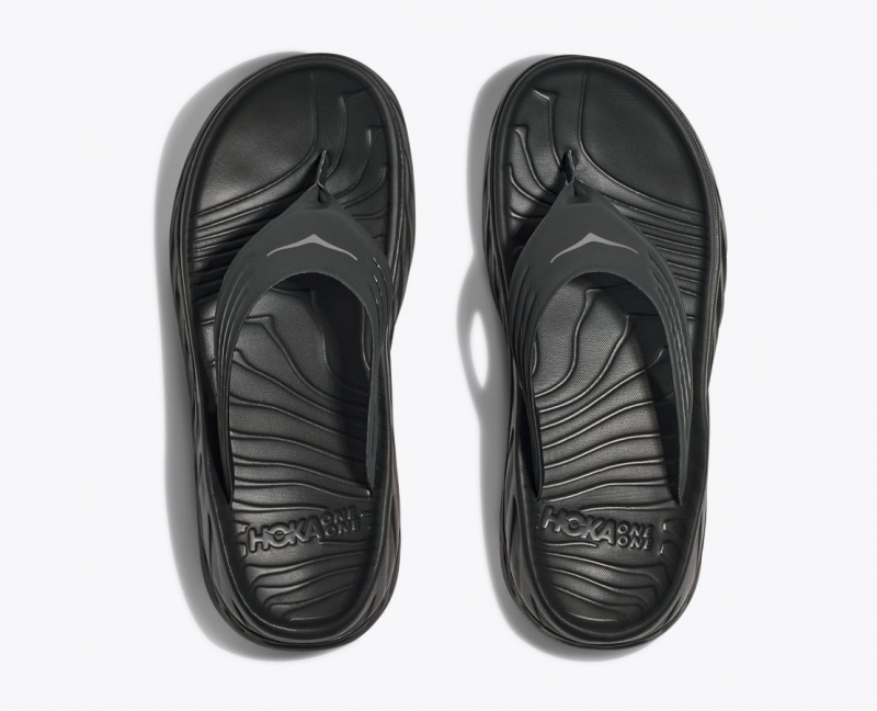 Black HOKA ORA Recovery Men's Flip Flops | 185063BPQ