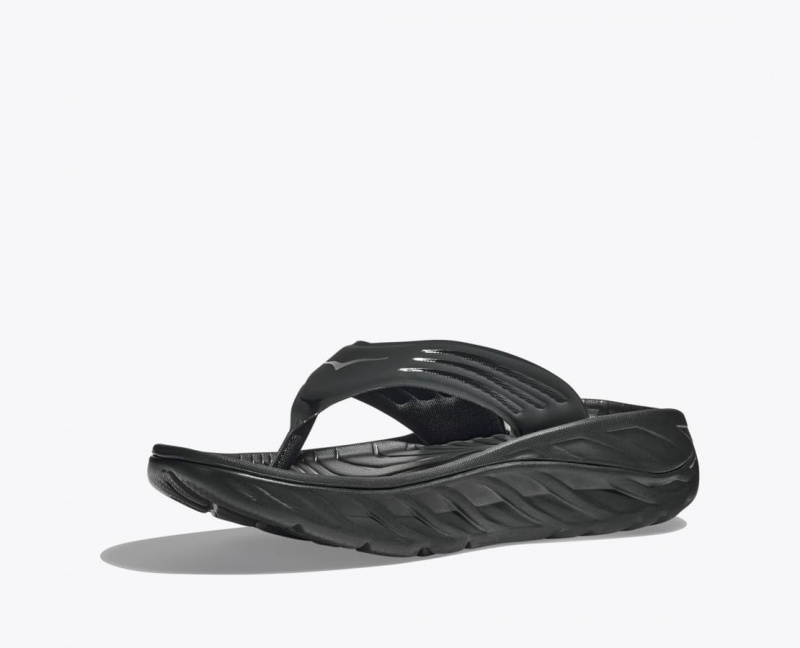 Black HOKA ORA Recovery Men's Flip Flops | 185063BPQ