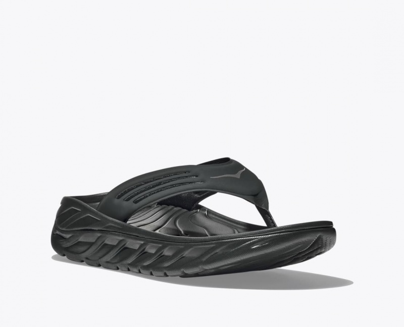 Black HOKA ORA Recovery Men's Flip Flops | 185063BPQ